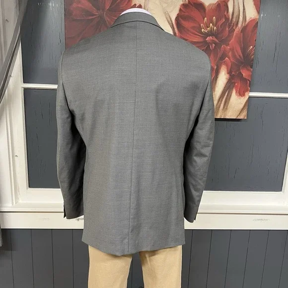 Tommy Hilfiger Blazer Jacket Sport Coat Mens 44R Wool Blend Stretch Gray
